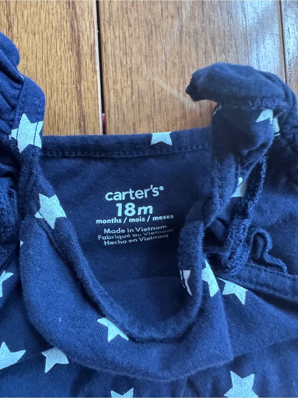 Carter's Navy Red & White Stripe Dress Onesie (18 M) - Picture 3 of 3